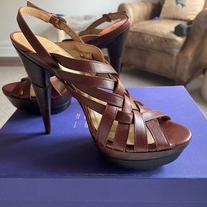 Stuart Weitzman Stiletto sandal- Saddle Old West Calf- Spray